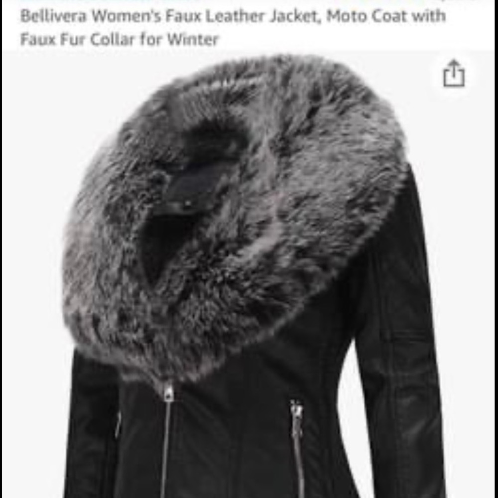 Bellivera Women's Faux Leather Moto Coat Faux